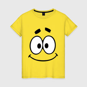 Женская футболка хлопок с принтом Смешная рожица в Кировске, 100% хлопок | прямой крой, круглый вырез горловины, длина до линии бедер, слегка спущенное плечо | smile | глаза | рожица | смайл | смайлик