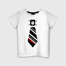 Детская футболка хлопок с принтом Кровавый галстук в Кировске, 100% хлопок | круглый вырез горловины, полуприлегающий силуэт, длина до линии бедер | кровь | одежда | полосатый галстук | череп
