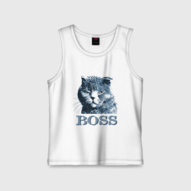 Детская майка хлопок с принтом BOSS в Кировске,  |  | Тематика изображения на принте: boss | босс | главный кот | кот boss | кот босс | котэ boss | котяра