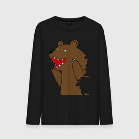 Мужской лонгслив хлопок с принтом Медведь цензурный в Кировске, 100% хлопок |  | Тематика изображения на принте: интернет приколы | медведь | медведь в кустах | приколы