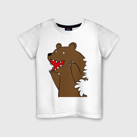 Детская футболка хлопок с принтом Медведь цензурный в Кировске, 100% хлопок | круглый вырез горловины, полуприлегающий силуэт, длина до линии бедер | Тематика изображения на принте: интернет приколы | медведь | медведь в кустах | приколы