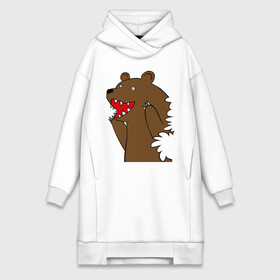 Платье-худи хлопок с принтом Медведь цензурный в Кировске,  |  | Тематика изображения на принте: интернет приколы | медведь | медведь в кустах | приколы
