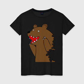 Женская футболка хлопок с принтом Медведь цензурный в Кировске, 100% хлопок | прямой крой, круглый вырез горловины, длина до линии бедер, слегка спущенное плечо | Тематика изображения на принте: интернет приколы | медведь | медведь в кустах | приколы