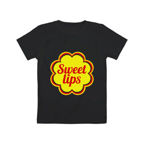 Детская футболка хлопок с принтом Sweet lips в Кировске, 100% хлопок | круглый вырез горловины, полуприлегающий силуэт, длина до линии бедер | chupa chups | sweet lips | антибренд | сладкие губы | чупа чупс