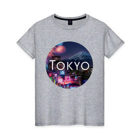 Женская футболка хлопок с принтом Tokyo - круг в Кировске, 100% хлопок | прямой крой, круглый вырез горловины, длина до линии бедер, слегка спущенное плечо | tokyo | urban | город | города | мировые столицы | токио | урбан | япония