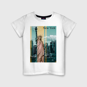 Детская футболка хлопок с принтом NY cтатуя свободы в Кировске, 100% хлопок | круглый вырез горловины, полуприлегающий силуэт, длина до линии бедер | new york | ny | nyc | urban | город | города | нью йорк | урбан