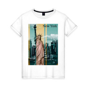 Женская футболка хлопок с принтом NY cтатуя свободы в Кировске, 100% хлопок | прямой крой, круглый вырез горловины, длина до линии бедер, слегка спущенное плечо | new york | ny | nyc | urban | город | города | нью йорк | урбан