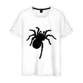 Мужская футболка хлопок с принтом Паук (spider) в Кировске, 100% хлопок | прямой крой, круглый вырез горловины, длина до линии бедер, слегка спущенное плечо. | насекомые | паутина | паучок | черная вдова | черный паук