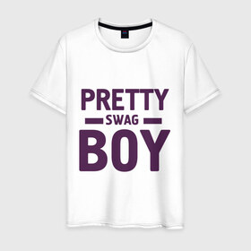 Мужская футболка хлопок с принтом Pretty swag boy в Кировске, 100% хлопок | прямой крой, круглый вырез горловины, длина до линии бедер, слегка спущенное плечо. | парень | сваг | свэг