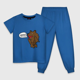 Детская пижама хлопок с принтом Медведь качок (дрищ) в Кировске, 100% хлопок |  брюки и футболка прямого кроя, без карманов, на брюках мягкая резинка на поясе и по низу штанин
 | дрищ | интернет прикол | качалка | мусклы | мышцы | пресс | силовой спорт