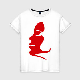 Женская футболка хлопок с принтом Поцелуй парная в Кировске, 100% хлопок | прямой крой, круглый вырез горловины, длина до линии бедер, слегка спущенное плечо | 