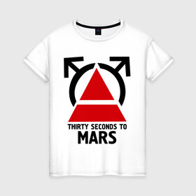 Женская футболка хлопок с принтом Thirty Seconds To Mars в Кировске, 100% хлопок | прямой крой, круглый вырез горловины, длина до линии бедер, слегка спущенное плечо | 