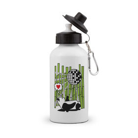 Бутылка спортивная с принтом Disco love panda в Кировске, металл | емкость — 500 мл, в комплекте две пластиковые крышки и карабин для крепления | Тематика изображения на принте: панда