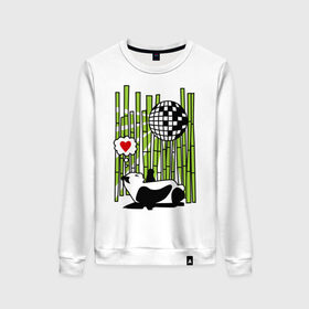 Женский свитшот хлопок с принтом Disco love panda в Кировске, 100% хлопок | прямой крой, круглый вырез, на манжетах и по низу широкая трикотажная резинка  | панда