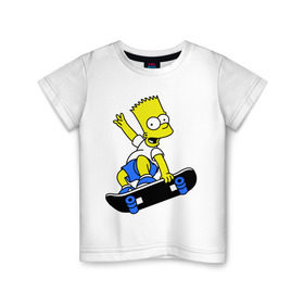 Детская футболка хлопок с принтом Барт на скейте в Кировске, 100% хлопок | круглый вырез горловины, полуприлегающий силуэт, длина до линии бедер | simpsons | барт симпсон | мультфильмы | симпсоны