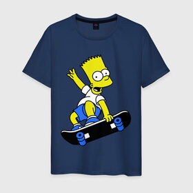 Мужская футболка хлопок с принтом Барт на скейте в Кировске, 100% хлопок | прямой крой, круглый вырез горловины, длина до линии бедер, слегка спущенное плечо. | simpsons | барт симпсон | мультфильмы | симпсоны