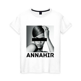 Женская футболка хлопок с принтом Rihanna в Кировске, 100% хлопок | прямой крой, круглый вырез горловины, длина до линии бедер, слегка спущенное плечо | актирса | голливуд rihanna | звезды | знаменитости | певица | рианна