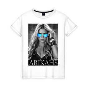 Женская футболка хлопок с принтом Arikahs в Кировске, 100% хлопок | прямой крой, круглый вырез горловины, длина до линии бедер, слегка спущенное плечо | shakira | актирса | голливуд | звезды | знаменитости | певица | шакира