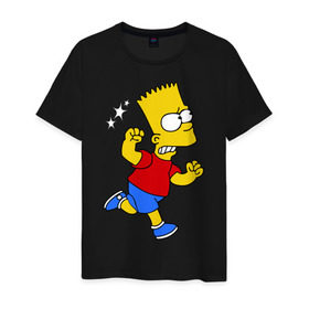 Мужская футболка хлопок с принтом Барт бой без правил в Кировске, 100% хлопок | прямой крой, круглый вырез горловины, длина до линии бедер, слегка спущенное плечо. | bart simpson | simpsons | барт симпсон | драка | симпсоны