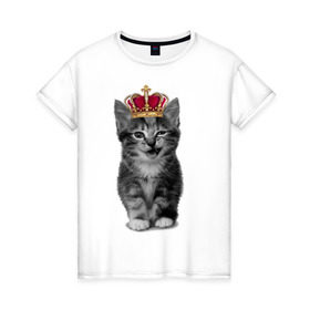 Женская футболка хлопок с принтом Meow kitten в Кировске, 100% хлопок | прямой крой, круглый вырез горловины, длина до линии бедер, слегка спущенное плечо | kitten | meow | meow kitten | киса | кот | котик | котэ | котяра | кошка | прикольный кот