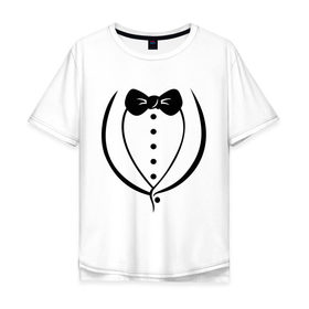 Мужская футболка хлопок Oversize с принтом Cмокинг (tuxedo) в Кировске, 100% хлопок | свободный крой, круглый ворот, “спинка” длиннее передней части | Тематика изображения на принте: 