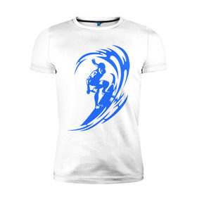 Мужская футболка премиум с принтом Серфинг (surfing) в Кировске, 92% хлопок, 8% лайкра | приталенный силуэт, круглый вырез ворота, длина до линии бедра, короткий рукав | серф | серфер | серфинг | экстремальный | экстрим