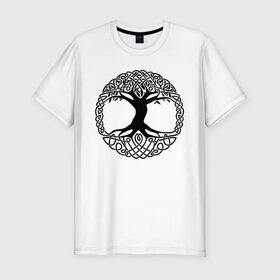 Мужская футболка премиум с принтом Дерево Жизни в Кировске, 92% хлопок, 8% лайкра | приталенный силуэт, круглый вырез ворота, длина до линии бедра, короткий рукав | дерево | древо жизни | дуб | узоры