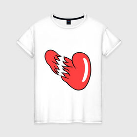 Женская футболка хлопок с принтом Разорваное сердце в Кировске, 100% хлопок | прямой крой, круглый вырез горловины, длина до линии бедер, слегка спущенное плечо | любовь | разбитая любовь | разбитое сердце | сердце