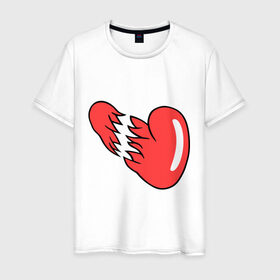 Мужская футболка хлопок с принтом Разорваное сердце в Кировске, 100% хлопок | прямой крой, круглый вырез горловины, длина до линии бедер, слегка спущенное плечо. | любовь | разбитая любовь | разбитое сердце | сердце