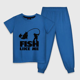 Детская пижама хлопок с принтом Fish like me. в Кировске, 100% хлопок |  брюки и футболка прямого кроя, без карманов, на брюках мягкая резинка на поясе и по низу штанин
 | для рыбаков | рыба меня любит | рыбакам | рыбалка