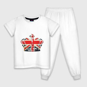 Детская пижама хлопок с принтом Корона, флаг Британии в Кировске, 100% хлопок |  брюки и футболка прямого кроя, без карманов, на брюках мягкая резинка на поясе и по низу штанин
 | британия | королевская корона | корона | корона с британским флагом | флаг британии