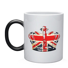 Кружка хамелеон с принтом Корона, флаг Британии в Кировске, керамика | меняет цвет при нагревании, емкость 330 мл | британия | королевская корона | корона | корона с британским флагом | флаг британии