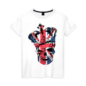 Женская футболка хлопок с принтом Британский череп в Кировске, 100% хлопок | прямой крой, круглый вырез горловины, длина до линии бедер, слегка спущенное плечо | great britain | uk | united kingdom | английский флаг | британский флаг | флаг uk | флаг англии | флаг британии | флаг великобритании | череп