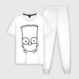 Мужская пижама хлопок с принтом Барт лицо в Кировске, 100% хлопок | брюки и футболка прямого кроя, без карманов, на брюках мягкая резинка на поясе и по низу штанин
 | simpsons | мультики | мультфильмы | симпсоны