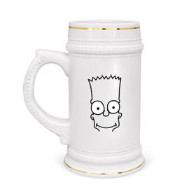 Кружка пивная с принтом Барт лицо в Кировске,  керамика (Материал выдерживает высокую температуру, стоит избегать резкого перепада температур) |  объем 630 мл | simpsons | мультики | мультфильмы | симпсоны