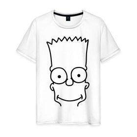 Мужская футболка хлопок с принтом Барт лицо в Кировске, 100% хлопок | прямой крой, круглый вырез горловины, длина до линии бедер, слегка спущенное плечо. | Тематика изображения на принте: simpsons | мультики | мультфильмы | симпсоны