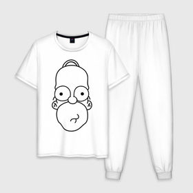 Мужская пижама хлопок с принтом Гомер лицо в Кировске, 100% хлопок | брюки и футболка прямого кроя, без карманов, на брюках мягкая резинка на поясе и по низу штанин
 | гомер