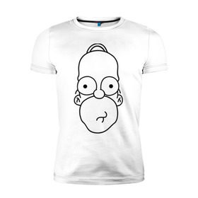 Мужская футболка премиум с принтом Гомер лицо в Кировске, 92% хлопок, 8% лайкра | приталенный силуэт, круглый вырез ворота, длина до линии бедра, короткий рукав | гомер