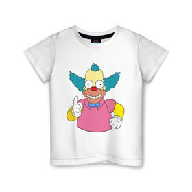 Детская футболка хлопок с принтом Клоун красти в Кировске, 100% хлопок | круглый вырез горловины, полуприлегающий силуэт, длина до линии бедер | simpsons | клоун | мультики | мультфильмы | симпсоны