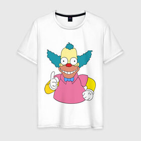 Мужская футболка хлопок с принтом Клоун красти в Кировске, 100% хлопок | прямой крой, круглый вырез горловины, длина до линии бедер, слегка спущенное плечо. | simpsons | клоун | мультики | мультфильмы | симпсоны