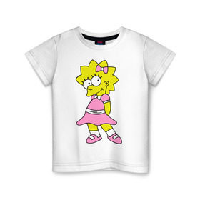 Детская футболка хлопок с принтом Лиза милашка в Кировске, 100% хлопок | круглый вырез горловины, полуприлегающий силуэт, длина до линии бедер | liza | simpsons | мультики | мультфильмы | симпсоны