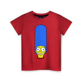 Детская футболка хлопок с принтом Мардж лицо в Кировске, 100% хлопок | круглый вырез горловины, полуприлегающий силуэт, длина до линии бедер | гомер
