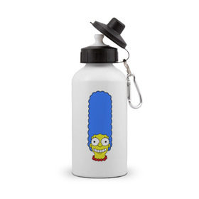 Бутылка спортивная с принтом Мардж лицо в Кировске, металл | емкость — 500 мл, в комплекте две пластиковые крышки и карабин для крепления | гомер