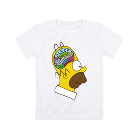 Детская футболка хлопок с принтом Мозг Гомера в Кировске, 100% хлопок | круглый вырез горловины, полуприлегающий силуэт, длина до линии бедер | гомер