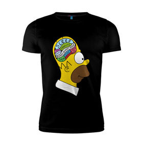 Мужская футболка премиум с принтом Мозг Гомера в Кировске, 92% хлопок, 8% лайкра | приталенный силуэт, круглый вырез ворота, длина до линии бедра, короткий рукав | гомер