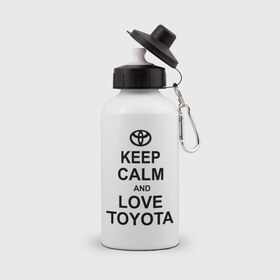 Бутылка спортивная с принтом keep calm and love toyota в Кировске, металл | емкость — 500 мл, в комплекте две пластиковые крышки и карабин для крепления | автомобили | машины | сохраняй спокойствие и люби тойота | тачки