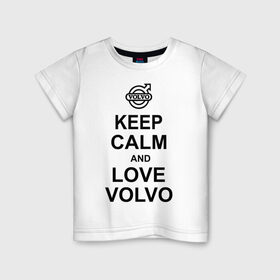 Детская футболка хлопок с принтом keep calm and love volvo в Кировске, 100% хлопок | круглый вырез горловины, полуприлегающий силуэт, длина до линии бедер | автолюбителю | автомобиль | вольво | машина | прикольная надпись | тачка