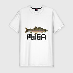 Мужская футболка премиум с принтом Рыба в Кировске, 92% хлопок, 8% лайкра | приталенный силуэт, круглый вырез ворота, длина до линии бедра, короткий рукав | 