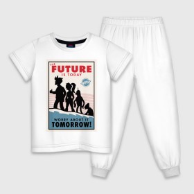 Детская пижама хлопок с принтом Futurama poster в Кировске, 100% хлопок |  брюки и футболка прямого кроя, без карманов, на брюках мягкая резинка на поясе и по низу штанин
 | futurama | future is today | бендер | лила | постер футурамы | фрай | футурама