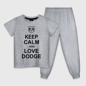 Детская пижама хлопок с принтом keep calm and love dodge в Кировске, 100% хлопок |  брюки и футболка прямого кроя, без карманов, на брюках мягкая резинка на поясе и по низу штанин
 | авто | додж | сохраняй спокойствие и люби додж | тачки